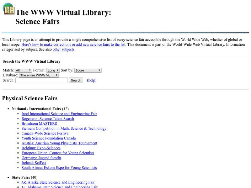 The Www Virtual Library:science Fairs Handout The Www Virtual Library:science Fairs Handout