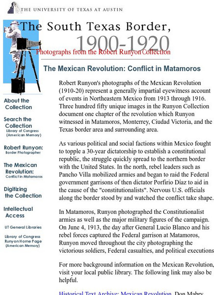 University of Texas: Robert Runyon's Photographs of the Mexican Revolution Website University of Texas: Robert Runyon's Photographs of the Mexican Revolution Website