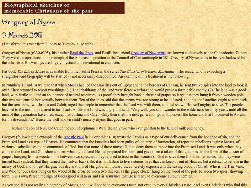 Gregory of Nyssa 9 March 395 Handout Gregory of Nyssa 9 March 395 Handout