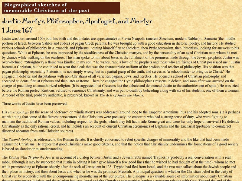 Justin Martyr,philosopher,apologist,martyr 1 June,167 Handout Justin Martyr,philosopher,apologist,martyr 1 June,167 Handout