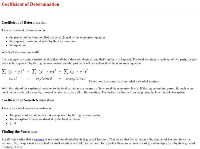 Richland Community College: Coefficient of Determination Website Richland Community College: Coefficient of Determination Website
