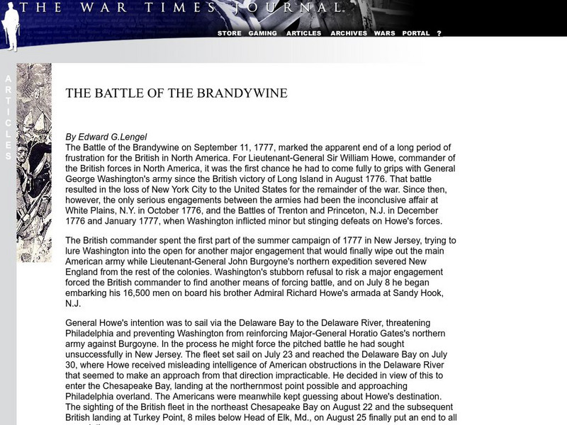 War Times Journal: The Battle of the Brandywine Article War Times Journal: The Battle of the Brandywine Article