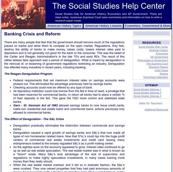 The Social Studies Help Center: Banking Crisis & Reform Handout The Social Studies Help Center: Banking Crisis & Reform Handout