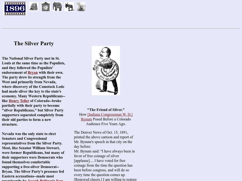 Vassar College: 1896: The Silver Party Handout Vassar College: 1896: The Silver Party Handout