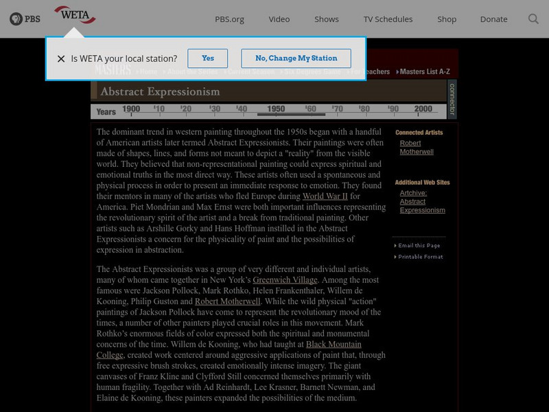 Pbs: American Masters: Abstract Expressionism Website Pbs: American Masters: Abstract Expressionism Website