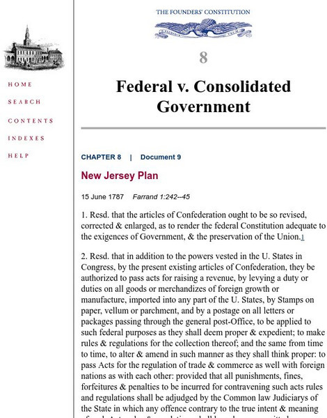 The Founders' Constitution: The New Jersey Plan Primary The Founders' Constitution: The New Jersey Plan Primary