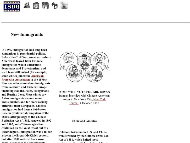 Vassar College: 1896: New Immigrants Primary Vassar College: 1896: New Immigrants Primary