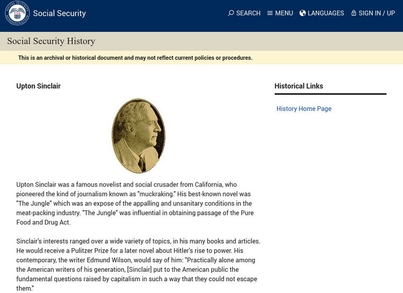 Social Security Online: Upton Sinclair Handout Social Security Online: Upton Sinclair Handout