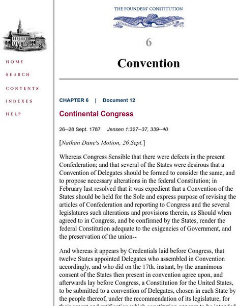 The Founders' Constitution: Resolution of the Constitutional Convention Primary The Founders' Constitution: Resolution of the Constitutional Convention Primary