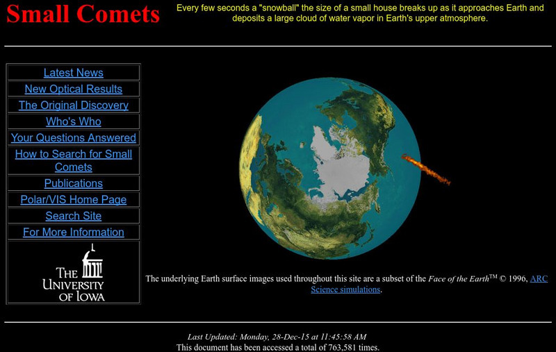 University of Iowa: Small Comets Website
