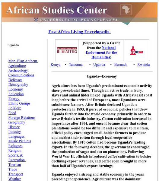 University of Pennsylvania: Ugandan Economy Handout University of Pennsylvania: Ugandan Economy Handout