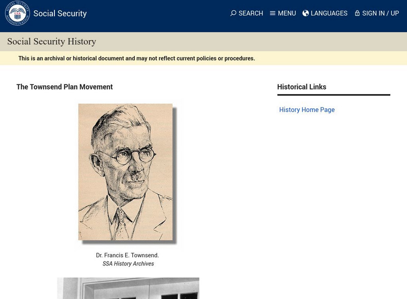 Social Security Online: The Townsend Plan Movement Graphic Social Security Online: The Townsend Plan Movement Graphic
