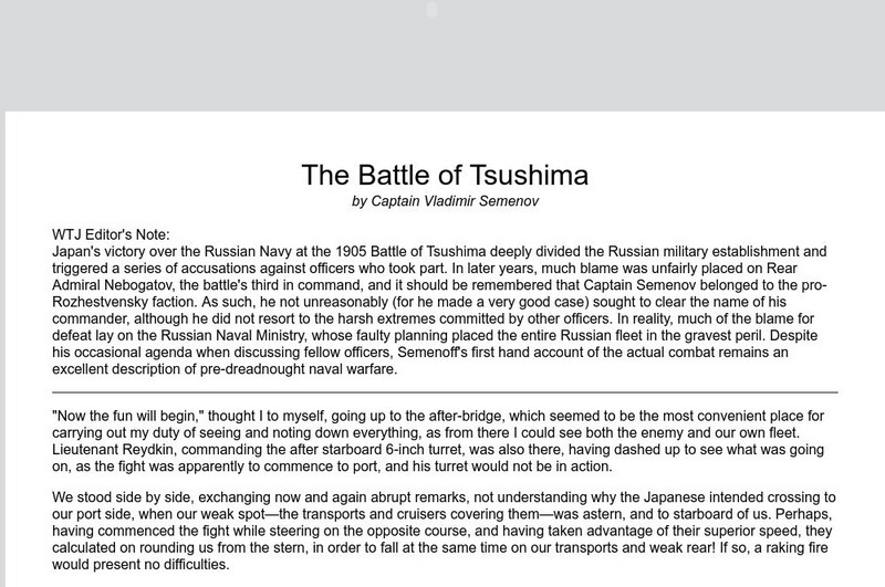War Times Journal: The Battle of Tsushima Primary