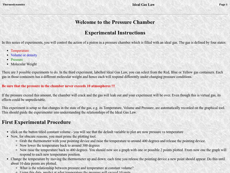 Welcome to the Pressure Chamber Activity Welcome to the Pressure Chamber Activity