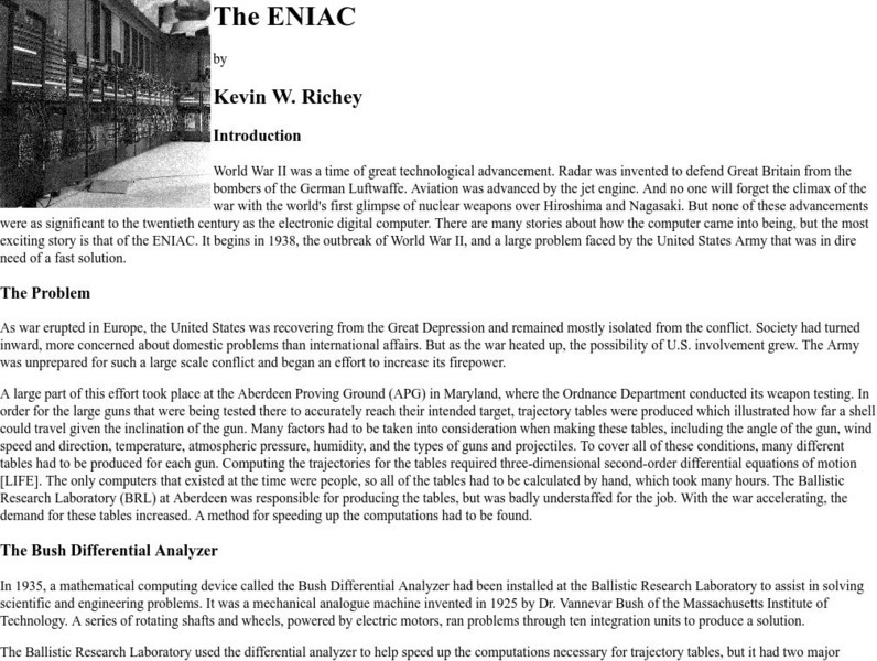 Virginia Tech: The Eniac Website Virginia Tech: The Eniac Website