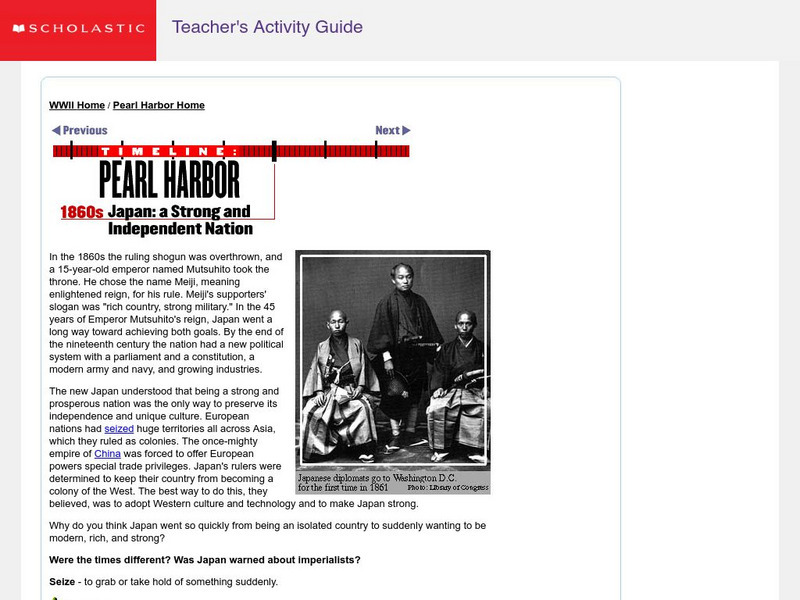 Scholastic: Japan: 1860s: A Strong and Independent Nation: Mutsuhito Website