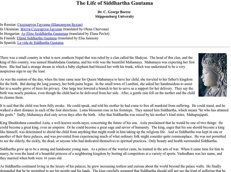 Shippensburg University: The Life of Siddhartha Gautama Website Shippensburg University: The Life of Siddhartha Gautama Website