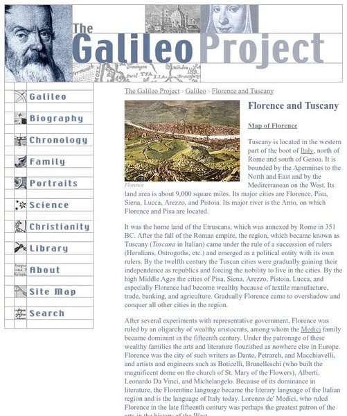 Galileo Project: Florence and Tuscany Website Galileo Project: Florence and Tuscany Website