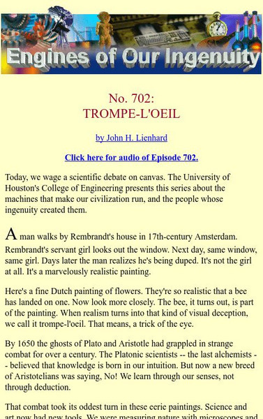 University of Houston: Engines of Our Ingenuity: No. 702: Trompe L'oeil Article
