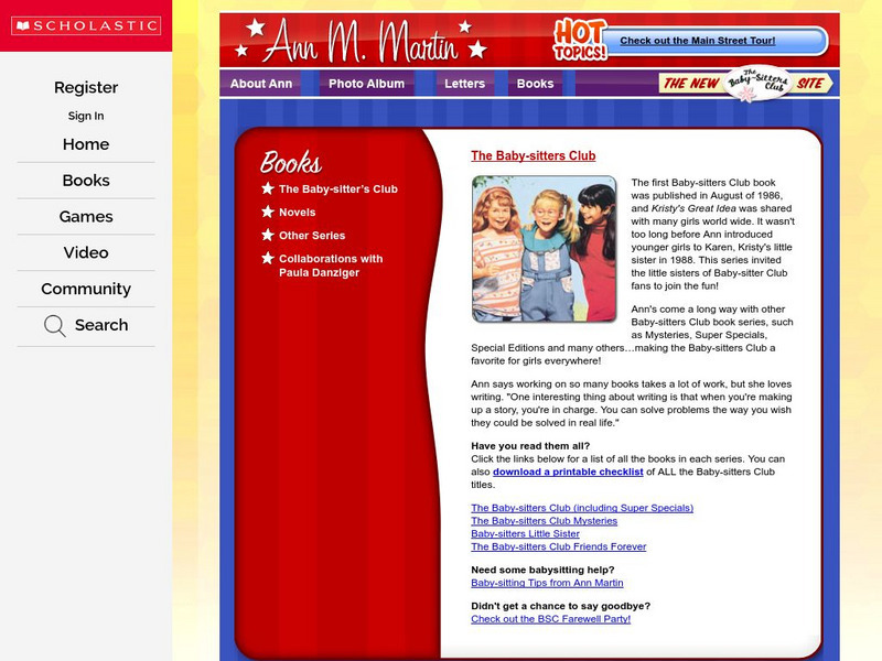 Scholastic: Ann M. Martin Books Activity