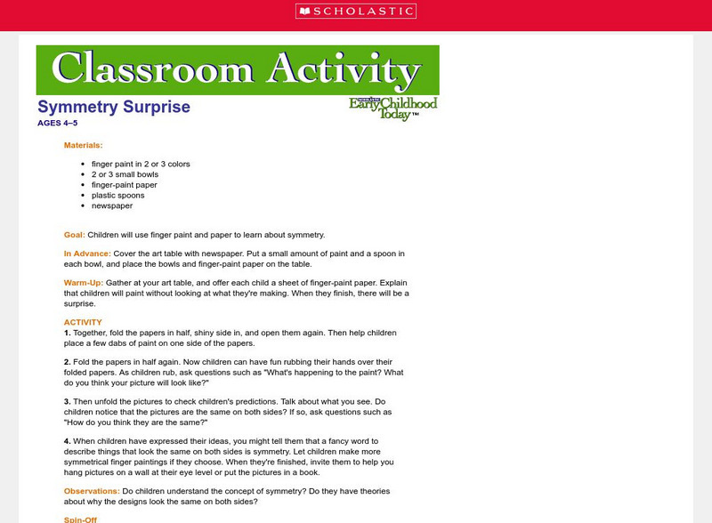 Scholastic: Symmetry Surprise Activity Scholastic: Symmetry Surprise Activity