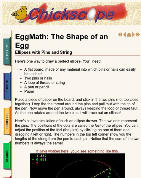 University of Illinois Urbana Champaign: Chickscope Egg Math: The Shape of an Egg Activity