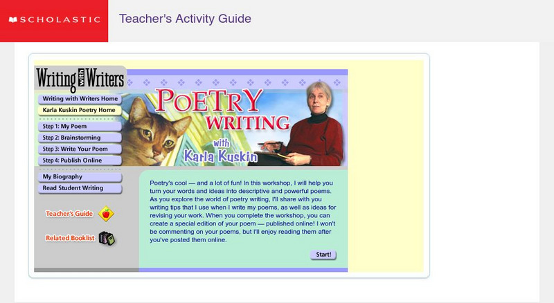Scholastic: Poetry Writing With Karla Kuskin Unit Plan Scholastic: Poetry Writing With Karla Kuskin Unit Plan