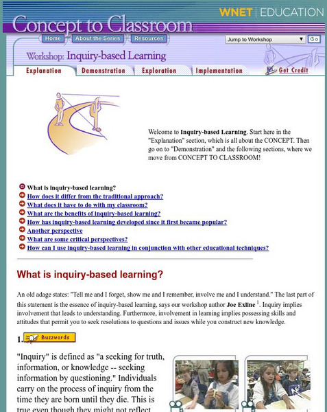 Wnet: Thirteen: Concept to Classroom: Inquiry Based Learning Professional Doc Wnet: Thirteen: Concept to Classroom: Inquiry Based Learning Professional Doc