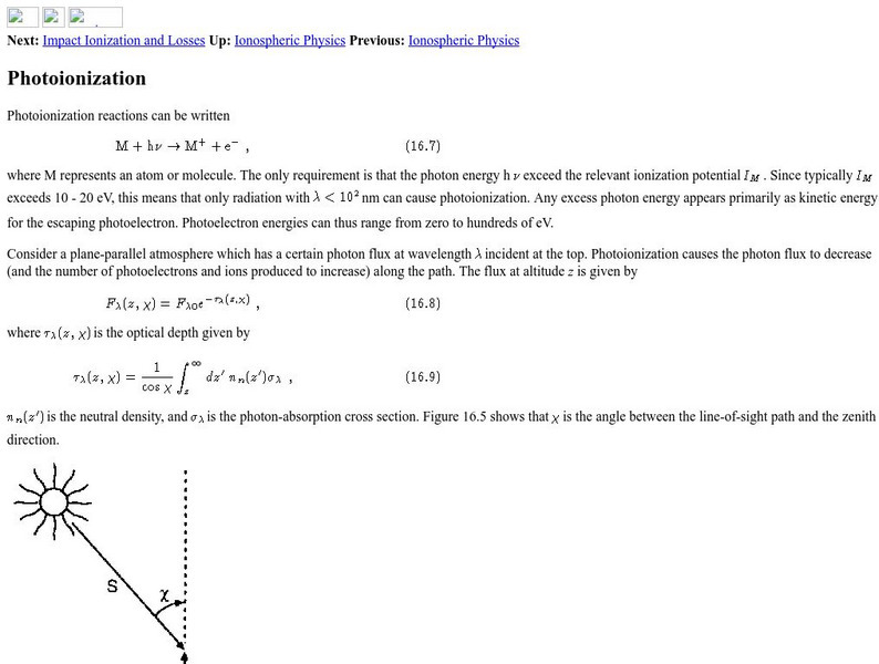 Ionospheric Physics: Photoionization Handout Ionospheric Physics: Photoionization Handout