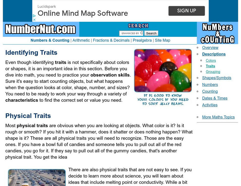 Number Nut: Shapes, Symbols, and Colors: Identifying Traits Activity Number Nut: Shapes, Symbols, and Colors: Identifying Traits Activity