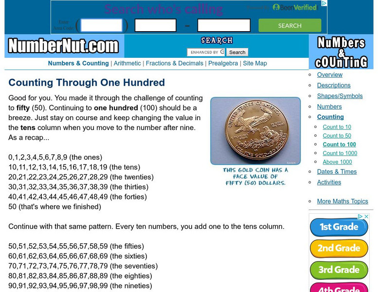 Number Nut: Numbers and Counting: Counting to 100 Unit Plan