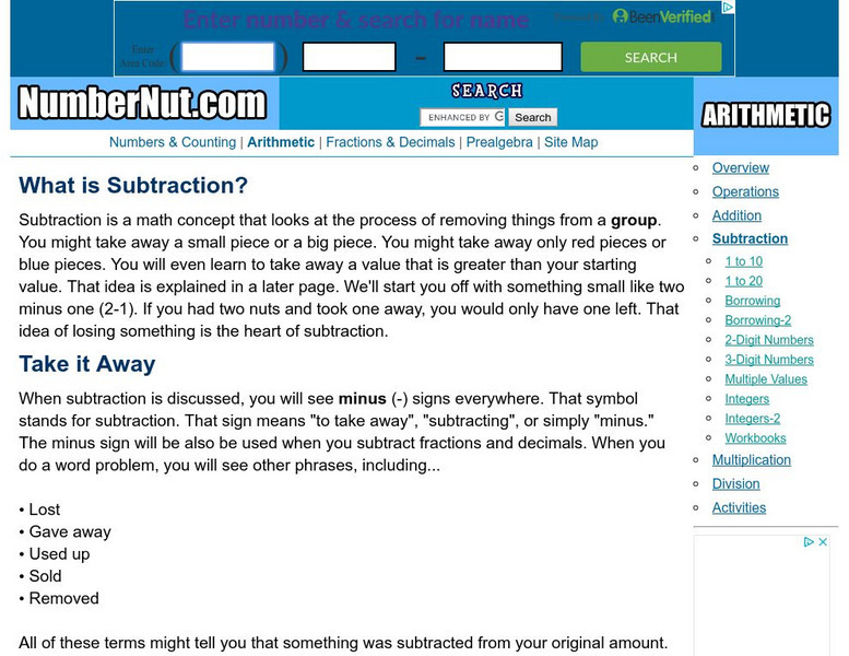 Number Nut: Subtraction Interactive Number Nut: Subtraction Interactive