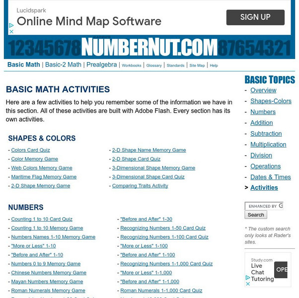 Number Nut: Numbers and Counting: Naming Numbers From One to Ten Activity