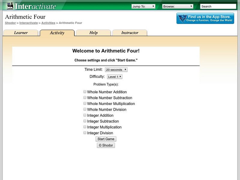 Shodor Interactivate: Arithmetic Four Interactive Shodor Interactivate: Arithmetic Four Interactive