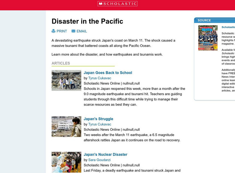 Scholastic: Disaster in the Pacific Website Scholastic: Disaster in the Pacific Website