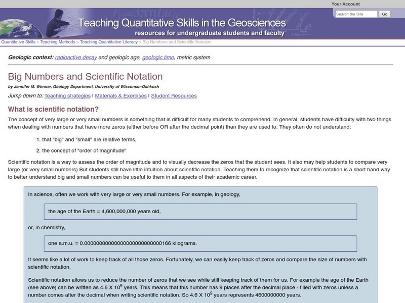 Serc: Carleton College: Big Numbers and Scientific Notation Lesson Plan Serc: Carleton College: Big Numbers and Scientific Notation Lesson Plan