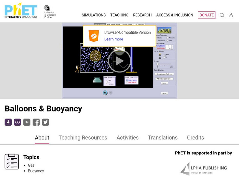 University of Colorado: Ph Et Interactive Simulations: Balloons & Buoyancy Interactive University of Colorado: Ph Et Interactive Simulations: Balloons & Buoyancy Interactive