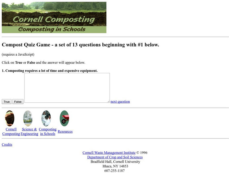 Cornell University: Cornell Composting: Compost Quiz Game Unknown Type Cornell University: Cornell Composting: Compost Quiz Game Unknown Type
