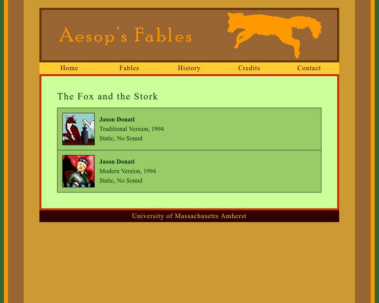 University of Massachusetts: Aesop's Fables: "The Fox and the Stork" eBook University of Massachusetts: Aesop's Fables: "The Fox and the Stork" eBook