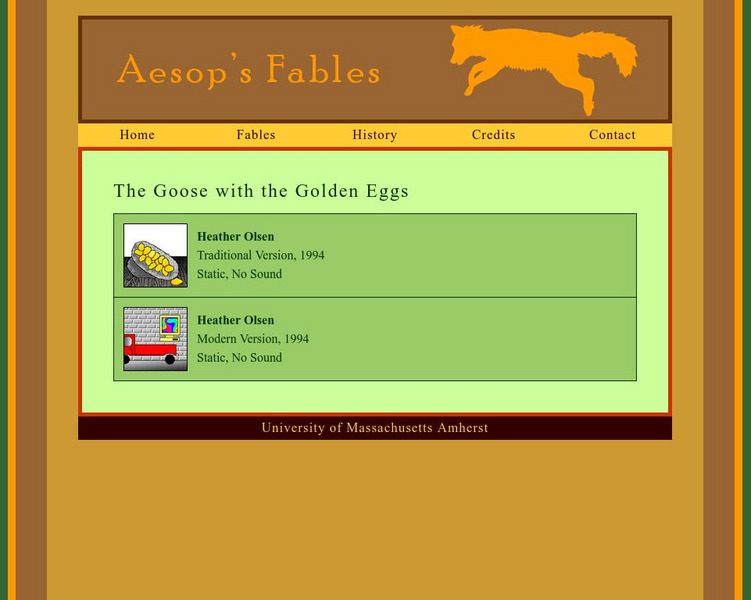 University of Massachusetts: Aesop's Fables: "The Goose With the Golden Eggs" eBook University of Massachusetts: Aesop's Fables: "The Goose With the Golden Eggs" eBook