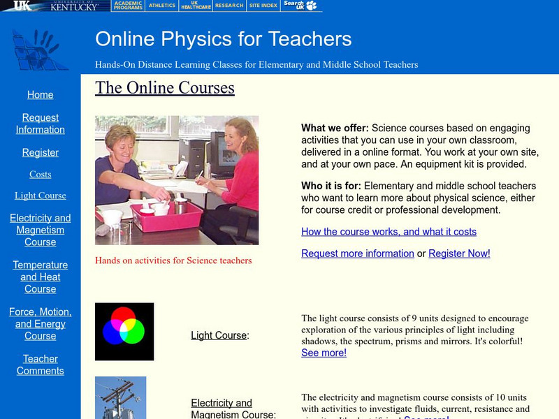 University of Kentucky: Online Physics for Teachers Professional Doc University of Kentucky: Online Physics for Teachers Professional Doc