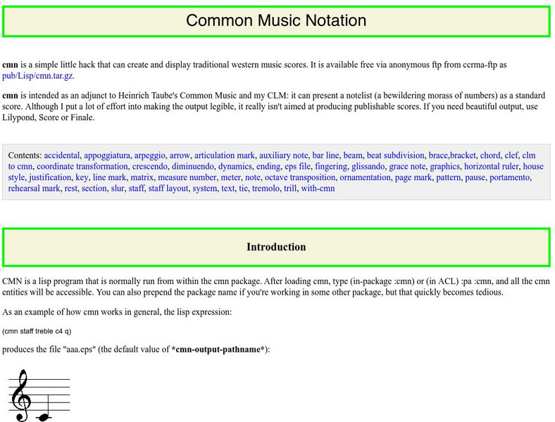Ccrma: Common Music Notation Website Ccrma: Common Music Notation Website