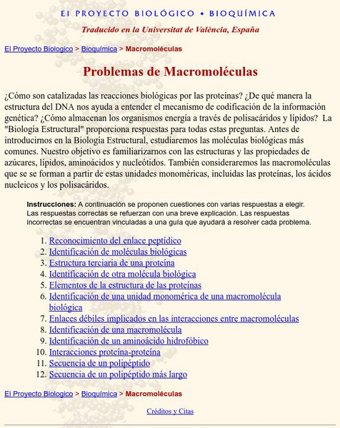 University of Arizona: Problemas De Macromoleculas Website University of Arizona: Problemas De Macromoleculas Website