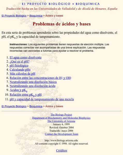 University of Arizona: Problemas De Acidos Y Bases Lesson Plan University of Arizona: Problemas De Acidos Y Bases Lesson Plan