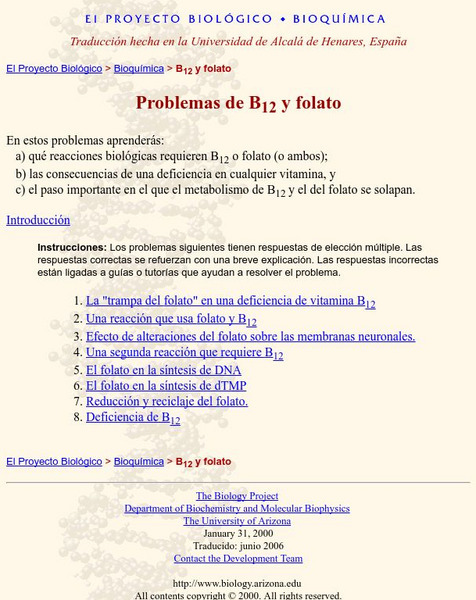 University of Arizona: Problemas De B12 Y Folato Unit Plan University of Arizona: Problemas De B12 Y Folato Unit Plan
