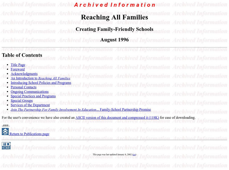 Reaching All Families Creating Family Friendly Schools Website Reaching All Families Creating Family Friendly Schools Website