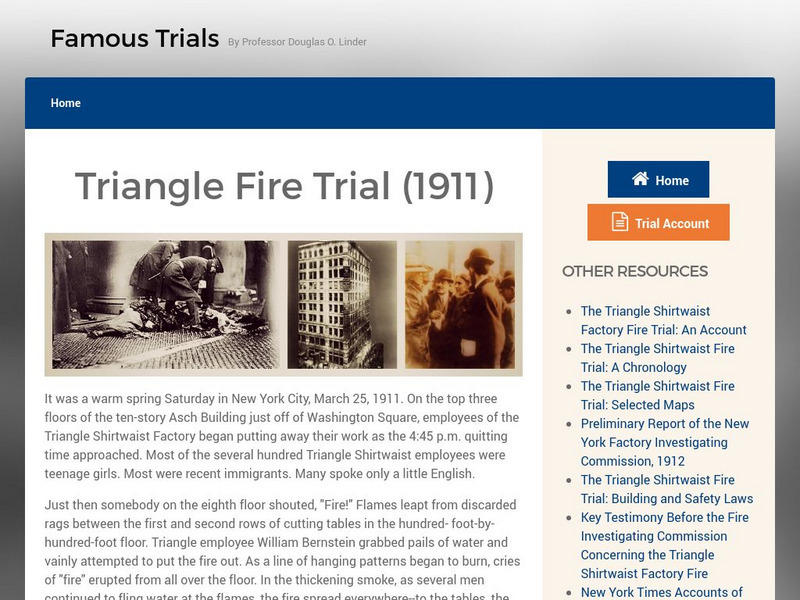 Famous Trials: The Triangle Shirtwaist Fire Trial, 1911 Website Famous Trials: The Triangle Shirtwaist Fire Trial, 1911 Website