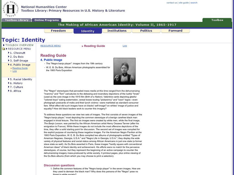 National Humanities Center: Toolbox Library: Making of African American Identity: Public Image Handout National Humanities Center: Toolbox Library: Making of African American Identity: Public Image Handout