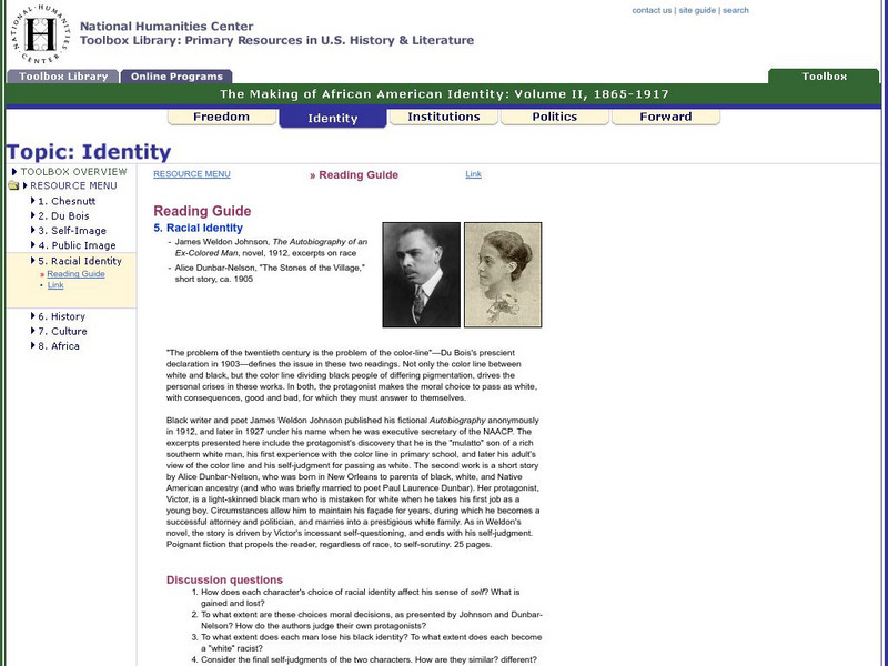 National Humanities Center: Toolbox Library: Racial Identity, Making of African American Identity: Vol 2, 1865 1917 Primary National Humanities Center: Toolbox Library: Racial Identity, Making of African American Identity: Vol 2, 1865 1917 Primary