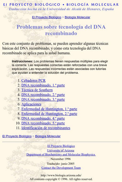 University of Arizona: Problemas Sobre Tecnologia Del Dna Recombinado Unit Plan University of Arizona: Problemas Sobre Tecnologia Del Dna Recombinado Unit Plan